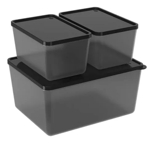 Pack X 3 Contenedores De Alimentos Rectangular De Plástico