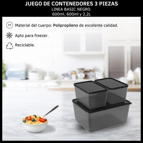 Pack X 3 Contenedores De Alimentos Rectangular De Plástico - Imagen 3