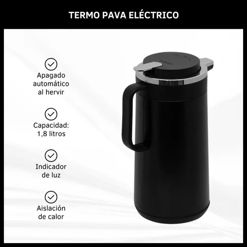 Termo Pava Eléctrico 1.8 Litros Jarra Apagado Automático - Imagen 2