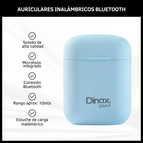 Auricular Inalambrico Aurifly 6 Dinax Bluetooth Color Celeste - Imagen 2