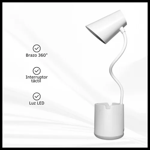 Lampara De Mesa Recargable Luz Led Usb Con Porta Celular - Imagen 3