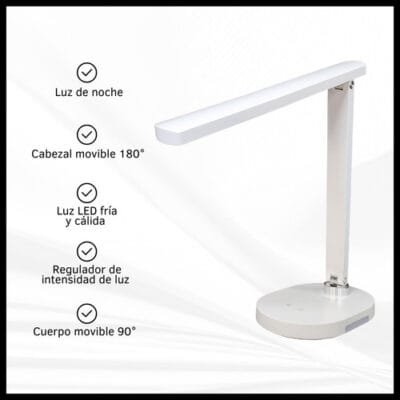 Lampara De Mesa Plana Luz Led Recargable Touch Cálida Fría - Imagen 3