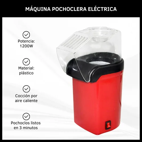 Pochoclera Eléctrica Aire Caliente 1200w Maquina Pochoclos - Imagen 2