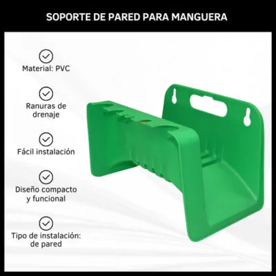 Soporte Fijo Porta Manguera De Pared Material Pvc Jardinería - Imagen 2
