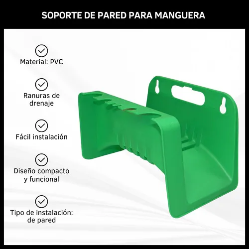 Soporte Fijo Porta Manguera De Pared Material Pvc Jardinería - Imagen 2