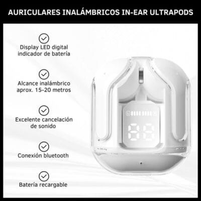 Auriculares Inalámbricos In-ear Ultrapods Luz Led Bluetooth - Imagen 2