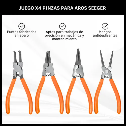 Set Pinzas Para Aros Seeger X4 Piezas Exterior Interior - Imagen 2