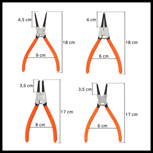 Set Pinzas Para Aros Seeger X4 Piezas Exterior Interior - Imagen 3