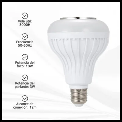 Lampara Led Parlante 18w Luces Rgb Control Remoto Multicolor - Imagen 3