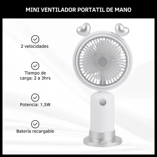 Mini Ventilador De Mano Portátil Inalámbrico Recargable Usb - Imagen 2