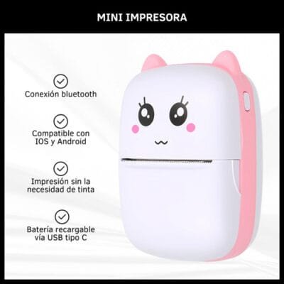 Mini Impresora Térmica Portátil Bluetooth Recargable De Mano - Imagen 2