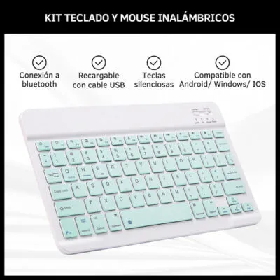 Combo De Teclado Y Mouse Inalámbrico Bluetooth Recargable - Imagen 2