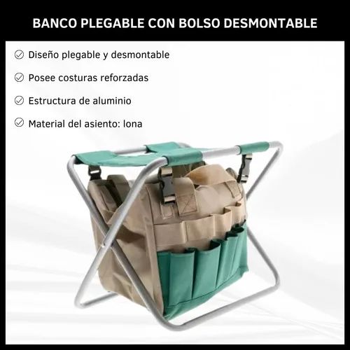 Banco Plegable C/bolso Organizador Camping Playa Pesca - Imagen 2