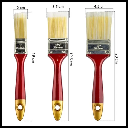 Pinceles X3 Pack Brocha En Blister Pintar Paredes Muebles - Imagen 3