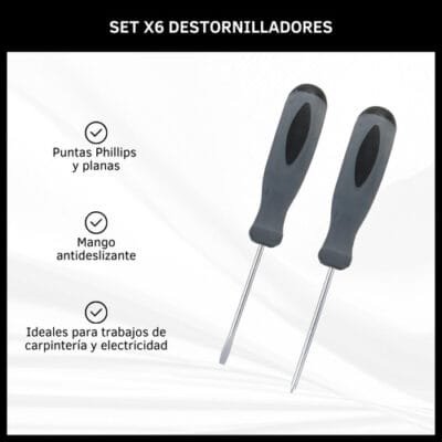 Set De Destornilladores X 6 Unidades Con Mango De Plástico - Imagen 3