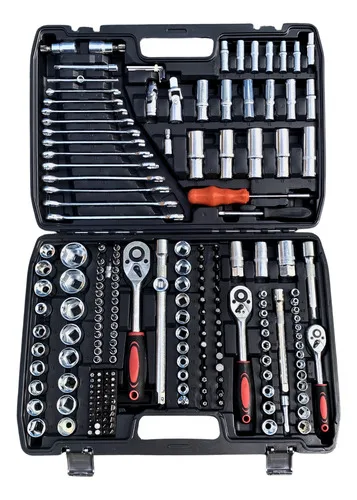 Caja Set Herramientas Llaves Tubo 216 Piezas Cromo Vanadio