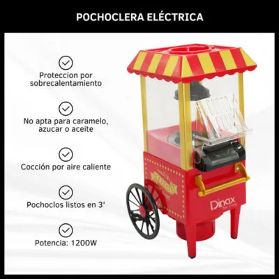 Máquina Pochoclera Carrito Retro Eléctrica 1200w Pochoclos - Imagen 2
