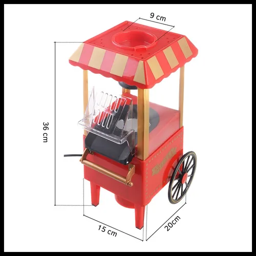 Máquina Pochoclera Carrito Retro Eléctrica 1200w Pochoclos - Imagen 3