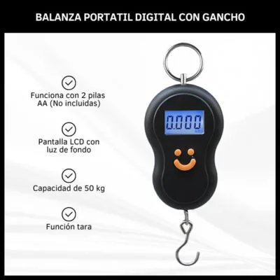 Balanza Digital Portátil De Mano 50kg Viajes Equipaje Pesca - Imagen 2