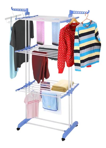 Tender 3 Niveles Tendedero Vertical Plegable Con Ruedas