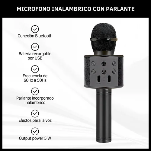 Micrófono Inalámbrico Karaoke Bluetooth Recargable Parlante - Imagen 2