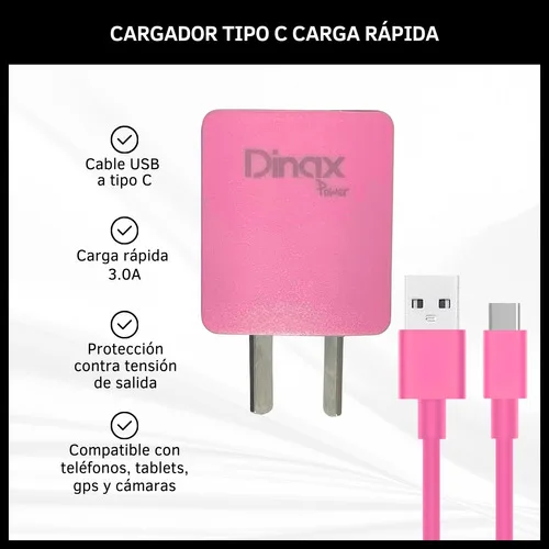 Cargador Tipo C 3.0a Entrada Usb Carga Rápida Dinax - Imagen 2