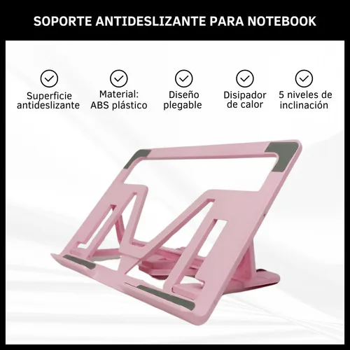 Soporte Notebook Base Plegable Regulable Portátil Plástico - Imagen 2