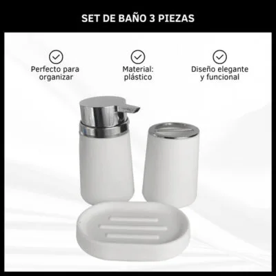 Set De Baño Dispenser Jabón + Vaso Porta Cepillo + Jabonera - Imagen 2