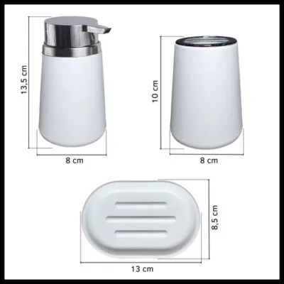 Set De Baño Dispenser Jabón + Vaso Porta Cepillo + Jabonera - Imagen 3